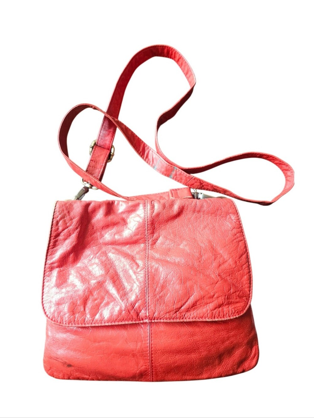 Iatico genuine leather cross body red beautiful purse made in USA